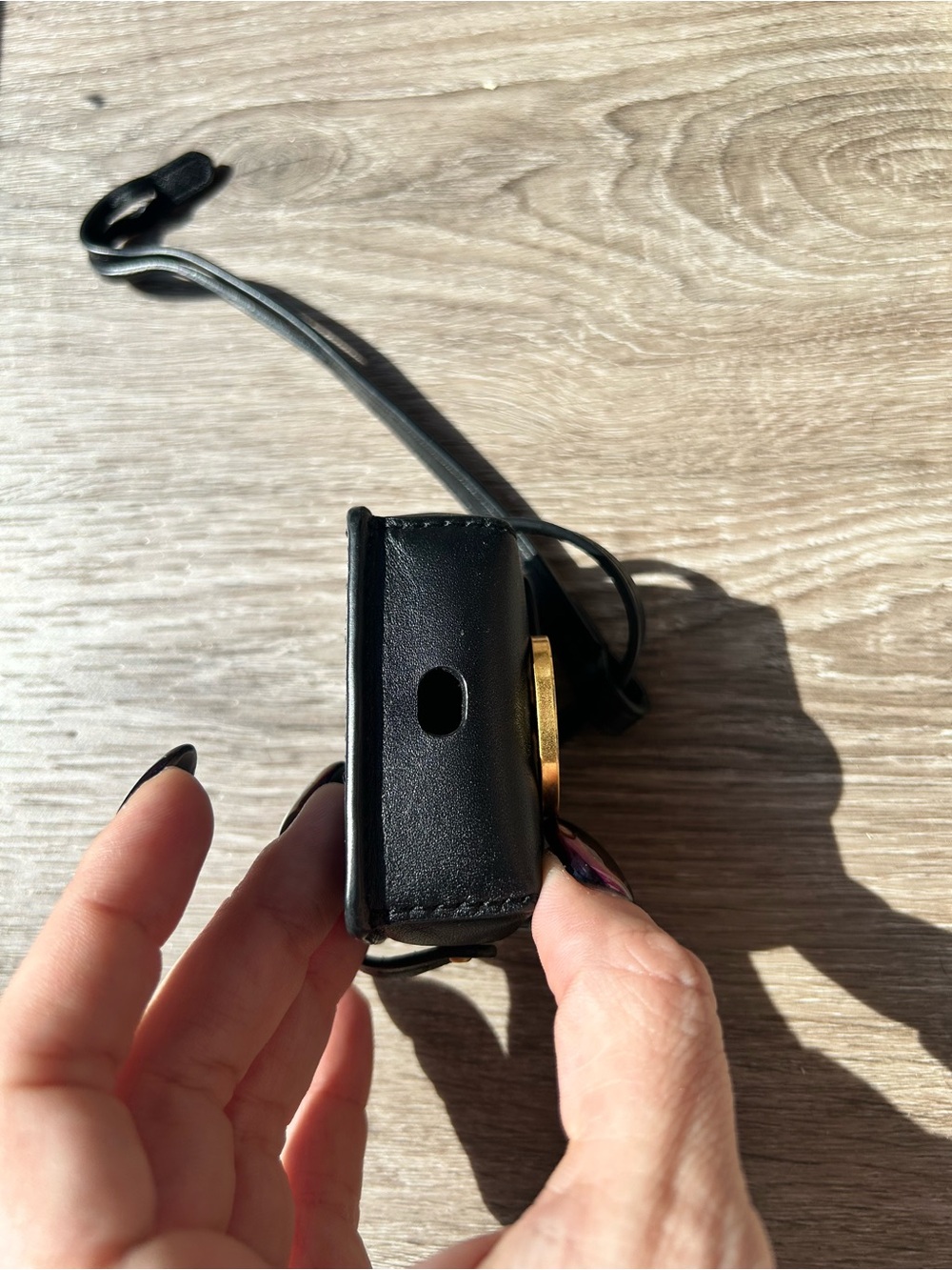 Tory Burch Black Leather AirPod Pro Case Holder - Picture 3 of 9